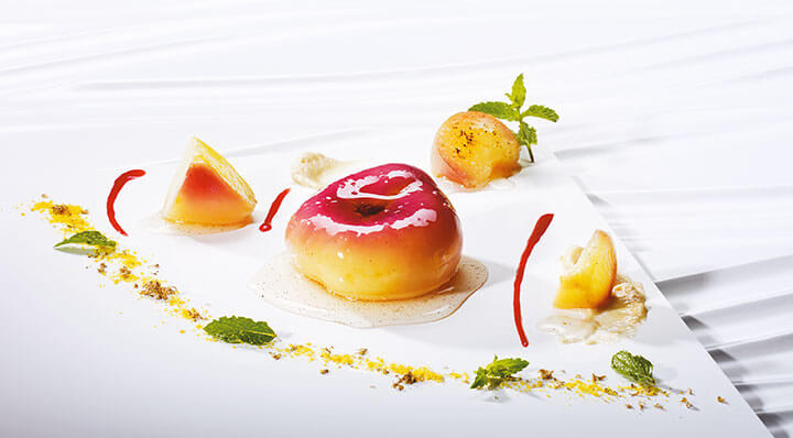 Sous vide peach with corn and nougat | by Julabo